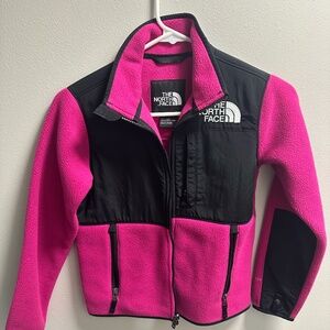 NORTH FACE - NORTHFACE- JACKET / FLEECE - GIRLS - MEDIUM - PINK / BLACK (NO HOOD